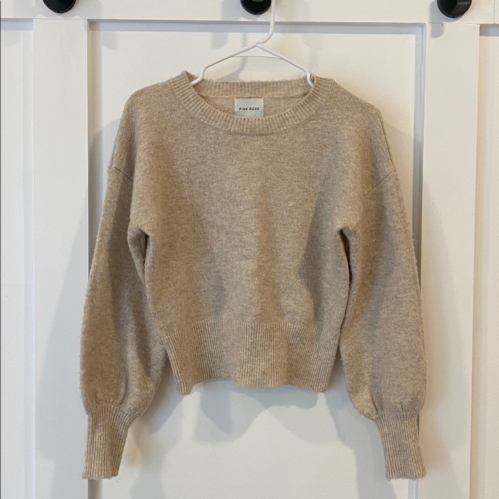 Pink Rose heathered cream sweater